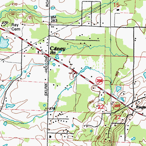 Topographic Map of Highway 286 East Volunteer Fire Department, AR