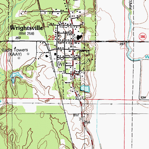 Topographic Map of Highway 365 Volunteer Fire Department Station 2, AR