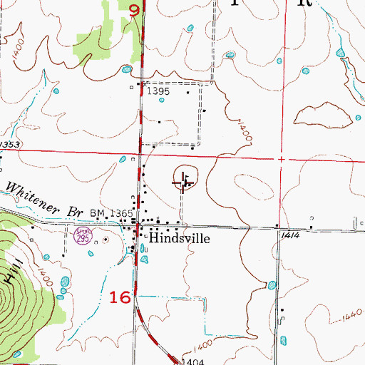 Topographic Map of Hindsville Volunteer Fire Department, AR
