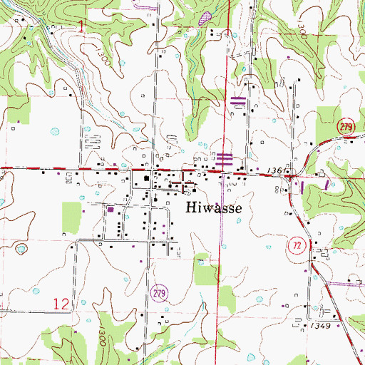 Topographic Map of Hiwassee Fire Station, AR