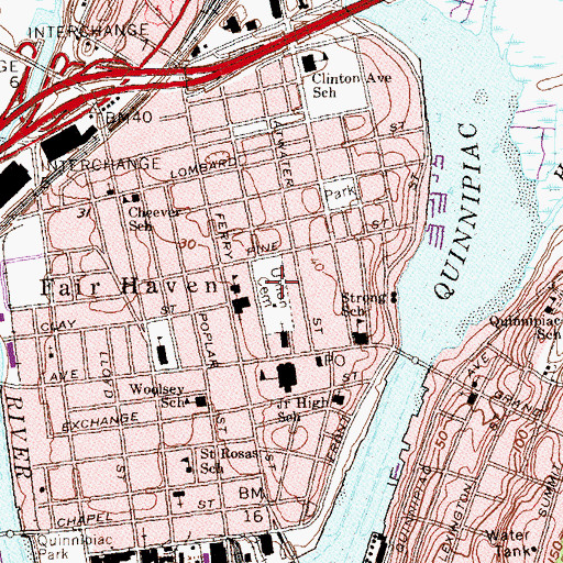 Topographic Map of Union Cemetery, CT