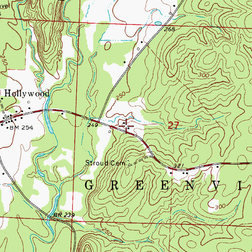 Topographic Map of Hollywood Fire Station, AR