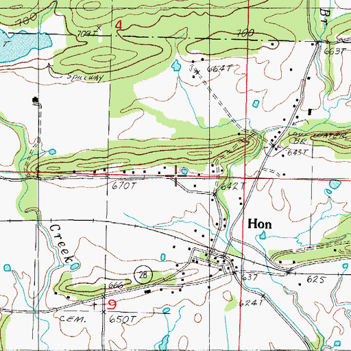 Topographic Map of Hon Volunteer Fire Department, AR