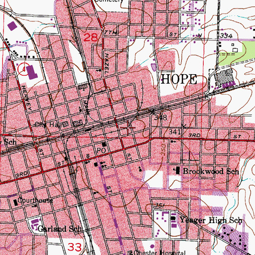 Topographic Map of Hope Fire Department Station 1, AR