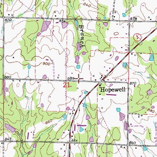 Topographic Map of Hopewell Volunteer Fire Department, AR