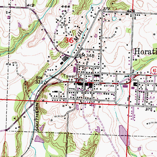 Topographic Map of Horatio Fire Department, AR