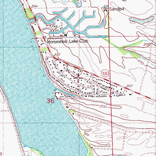 Topographic Map of Horseshoe Lake Volunteer Fire Department, AR