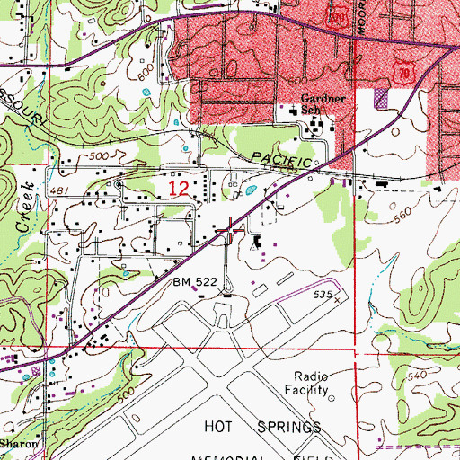 Topographic Map of Hot Springs Fire Department Station 4, AR