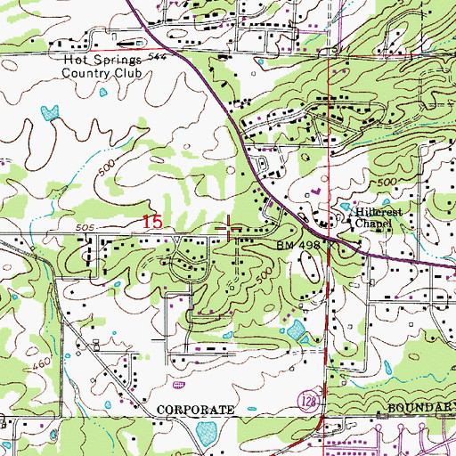 Topographic Map of Hot Springs Fire Department Station 7, AR