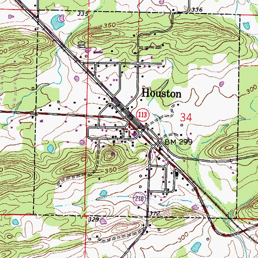 Topographic Map of Houston Volunteer Fire Department, AR