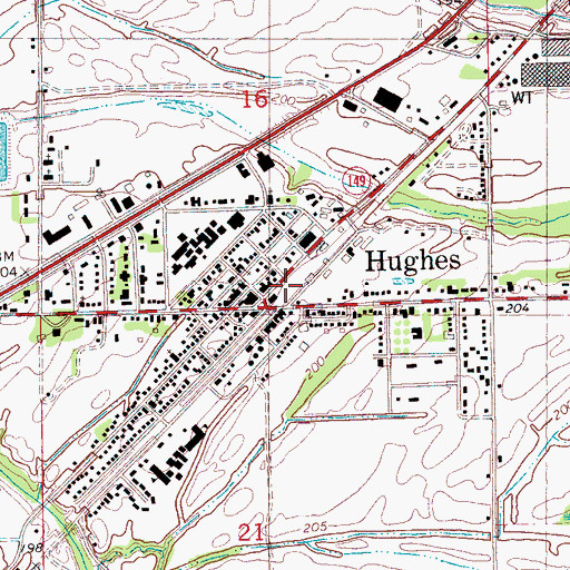 Topographic Map of Hughes Volunteer Fire Department, AR