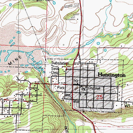 Topographic Map of Huntington Volunteer Fire Department, AR
