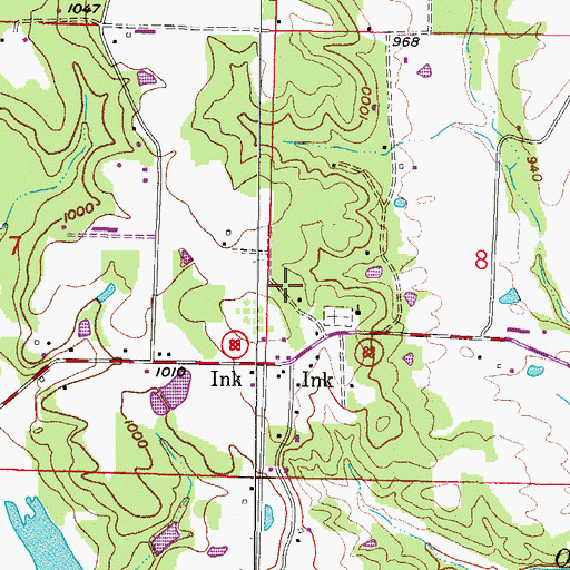 Topographic Map of Ink Station Fire District 12, AR