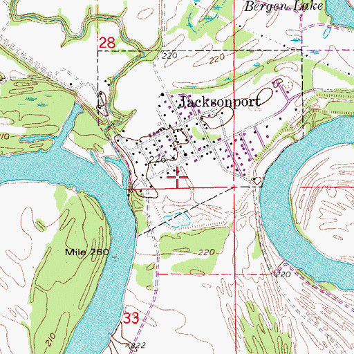 Topographic Map of Jacksonport Volunteer Fire Station, AR