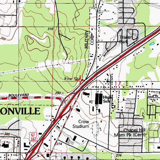 Topographic Map of Jacksonville Fire Department Station 3, AR