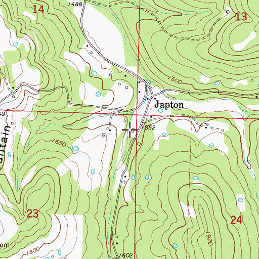 Topographic Map of Japton Volunteer Fire Department, AR