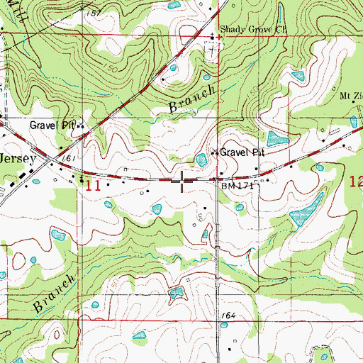 Topographic Map of Jersey Rural Fire Department, AR