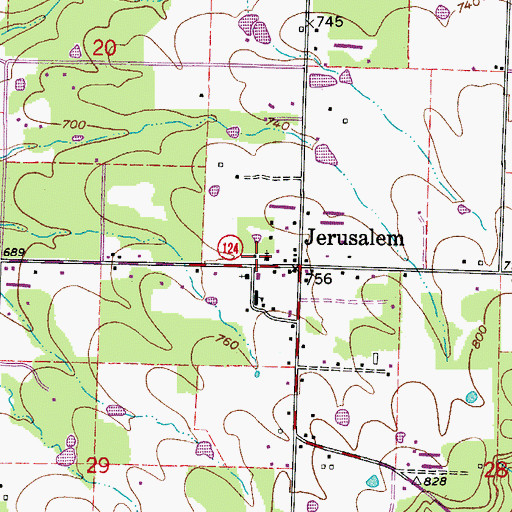 Topographic Map of Jerusalem Fire Station, AR