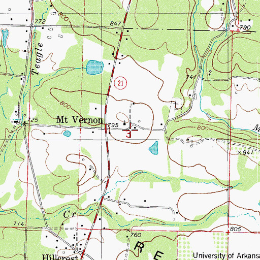 Topographic Map of Johnson County Rural Fire Department Station 1 Substation, AR