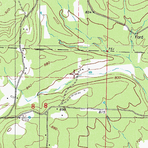 Topographic Map of Johnson County Rural Fire Department Station 3 Substation, AR