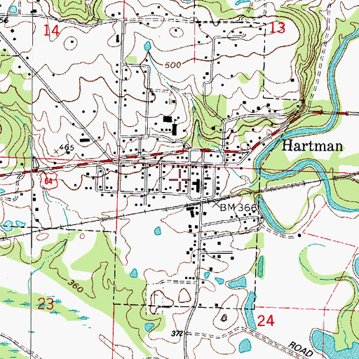Topographic Map of Johnson County Rural Fire District 4, AR