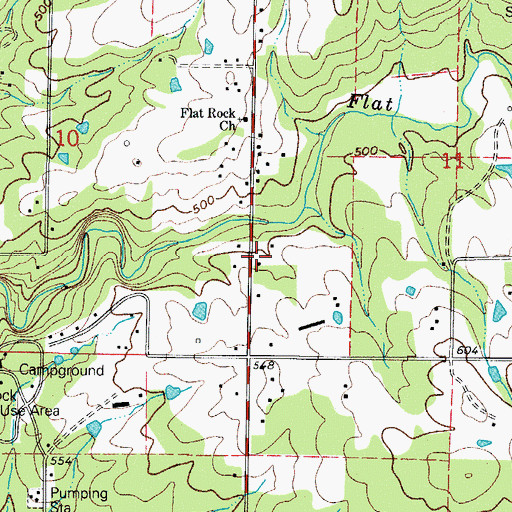 Topographic Map of Johnson County Rural Fire District 5 Flat Rock, AR