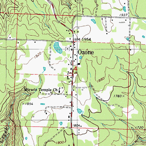 Topographic Map of Johnson County Rural Fire Department Station 6, AR