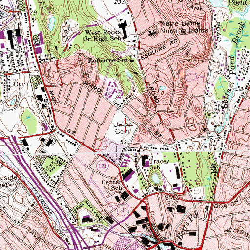 Topographic Map of Norwalk Union Cemetery, CT