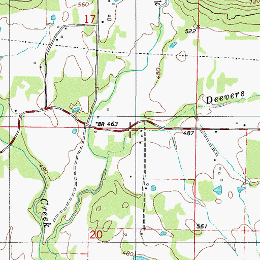Topographic Map of Johnson County Rural Fire District 3, AR