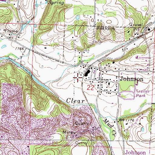 Topographic Map of Johnson Volunteer Fire Department, AR