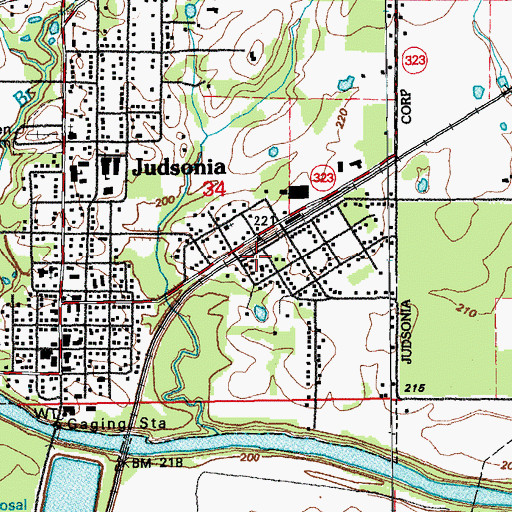 Topographic Map of Judsonia Volunteer Fire Department, AR