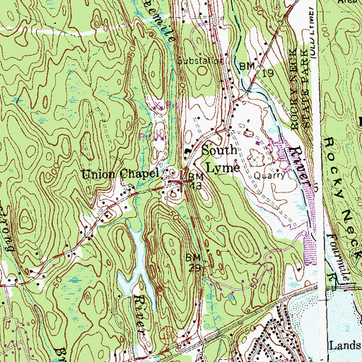 Topographic Map of Union Chapel, CT