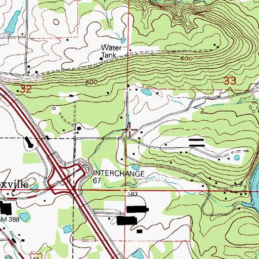 Topographic Map of Knoxville Fire Substation, AR