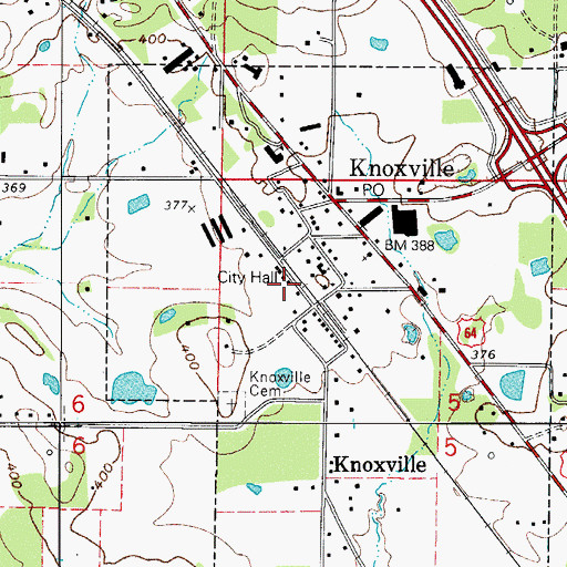Topographic Map of Knoxville Volunteer Fire Department, AR