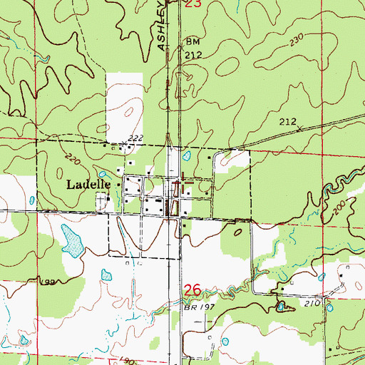 Topographic Map of Lacey Ladelle Volunteer Fire Department Station 1, AR