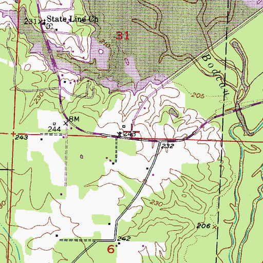 Topographic Map of Lake Erling Volunteer Fire Department, AR