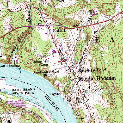Topographic Map of Union Hill Cemetery, CT