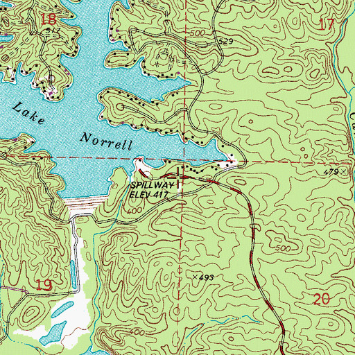 Topographic Map of Lake Norrell Volunteer Fire Department Station 1, AR