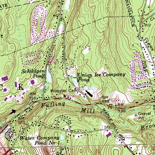 Topographic Map of Union Ice Company Pond, CT