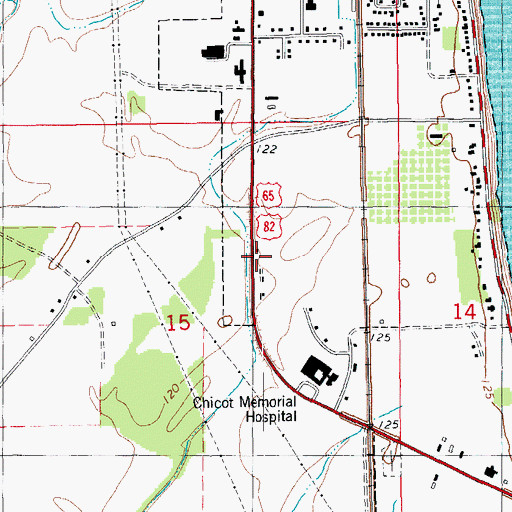 Topographic Map of Lake Village Volunteer Fire Department Station 2, AR