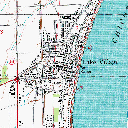 Topographic Map of Lake Village Volunteer Fire Station 1, AR
