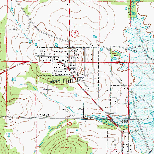 Topographic Map of Lead Hill Fire Department, AR