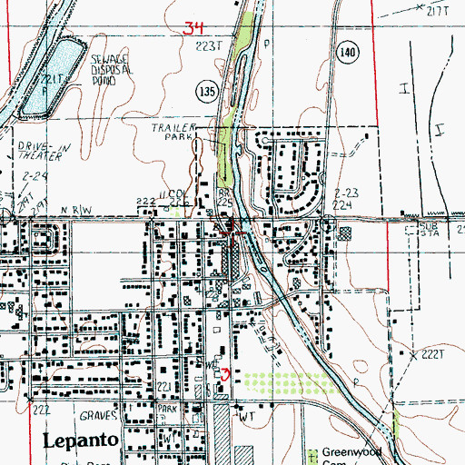Topographic Map of Lepanto Volunteer Fire Department, AR