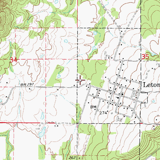 Topographic Map of Letona Volunteer Fire Station, AR