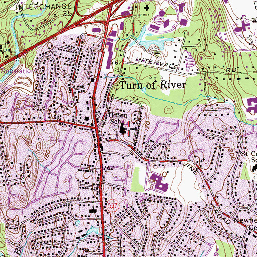 Topographic Map of Union School, CT