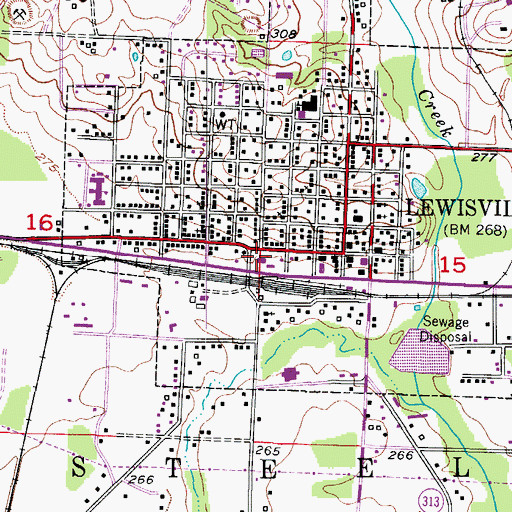 Topographic Map of Lewisville Volunteer Fire Station, AR
