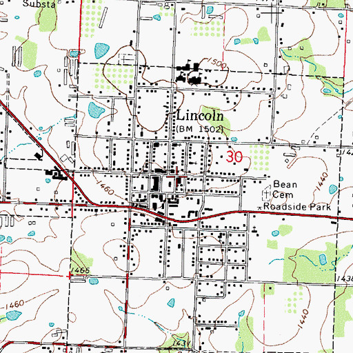 Topographic Map of Lincoln Volunteer Fire Department, AR