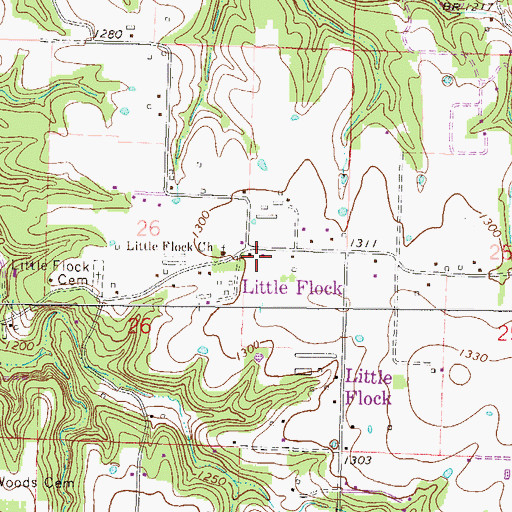 Topographic Map of Little Flock Fire Department, AR