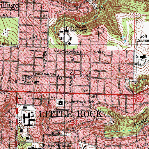 Topographic Map of Little Rock Fire Station 10, AR
