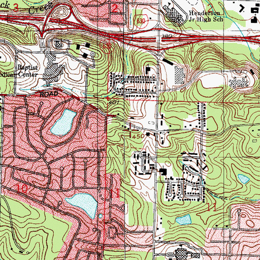 Topographic Map of Little Rock Fire Station 15, AR